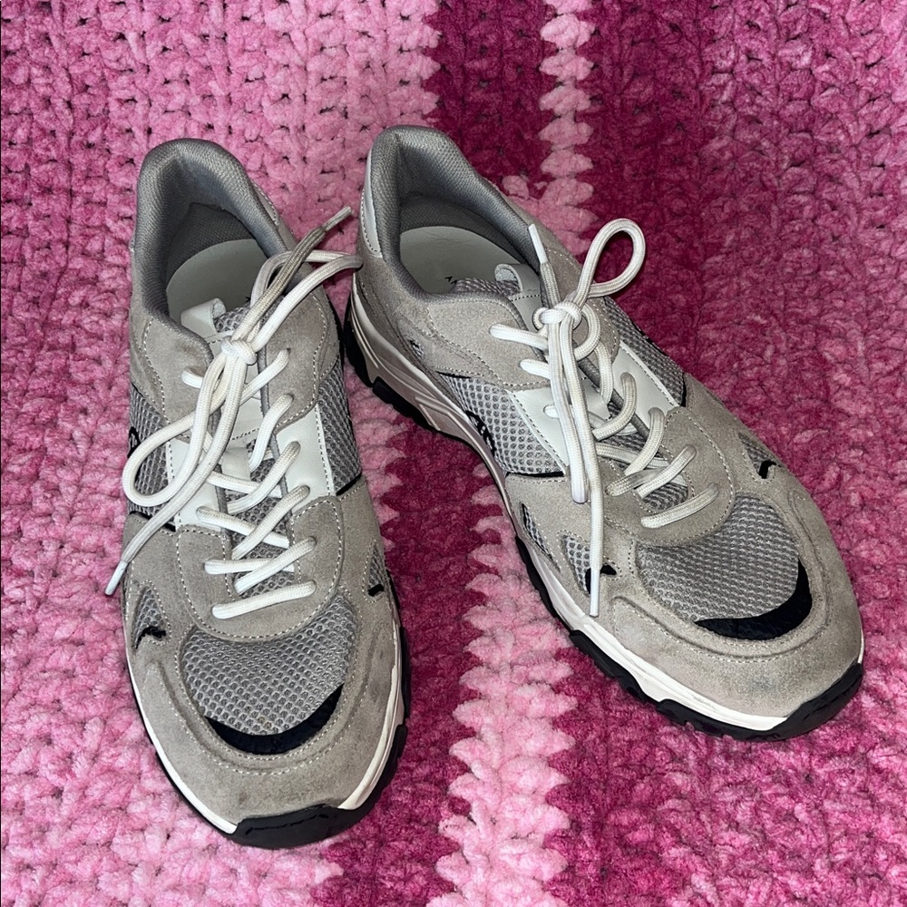 Gray and White Athletic Sneakers